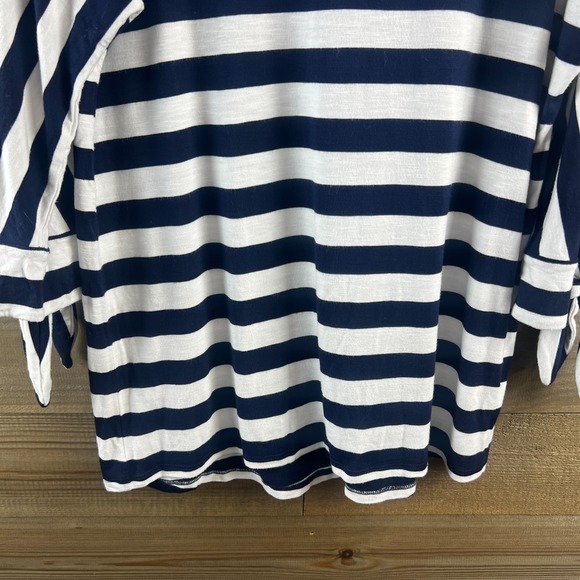 Soft Surroundings Womens Shirt Adrift Tunic Tie Sleeve Striped Nautical Medium - Picture 3 of 8